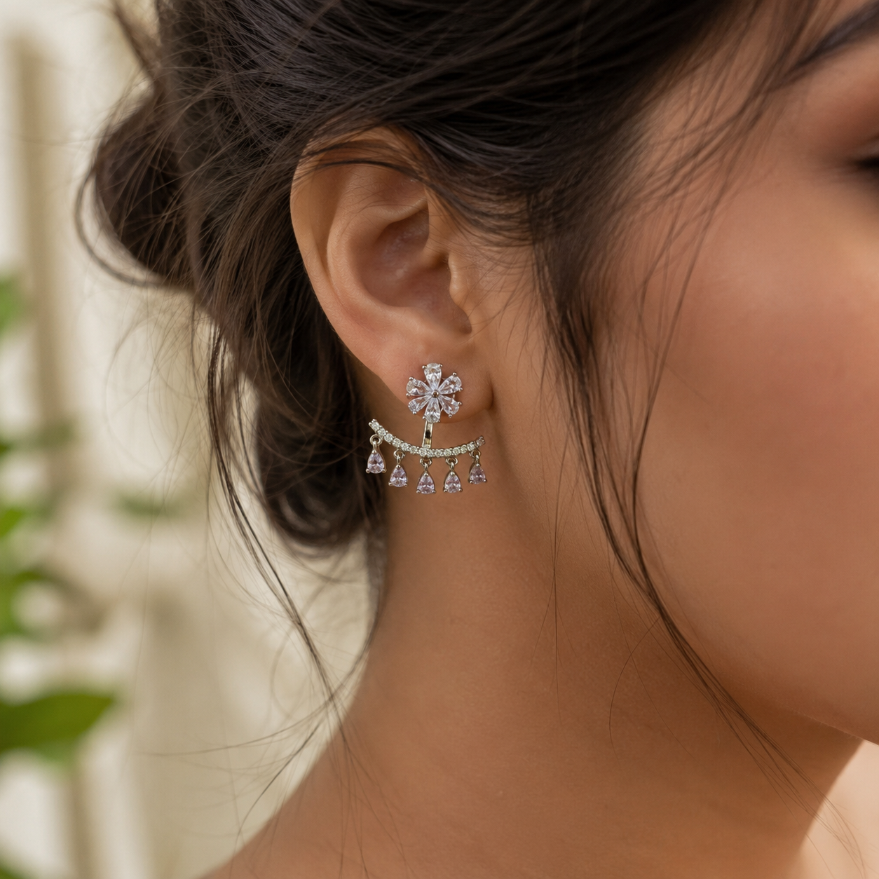 Blossom Pink Diamond Drop Earrings