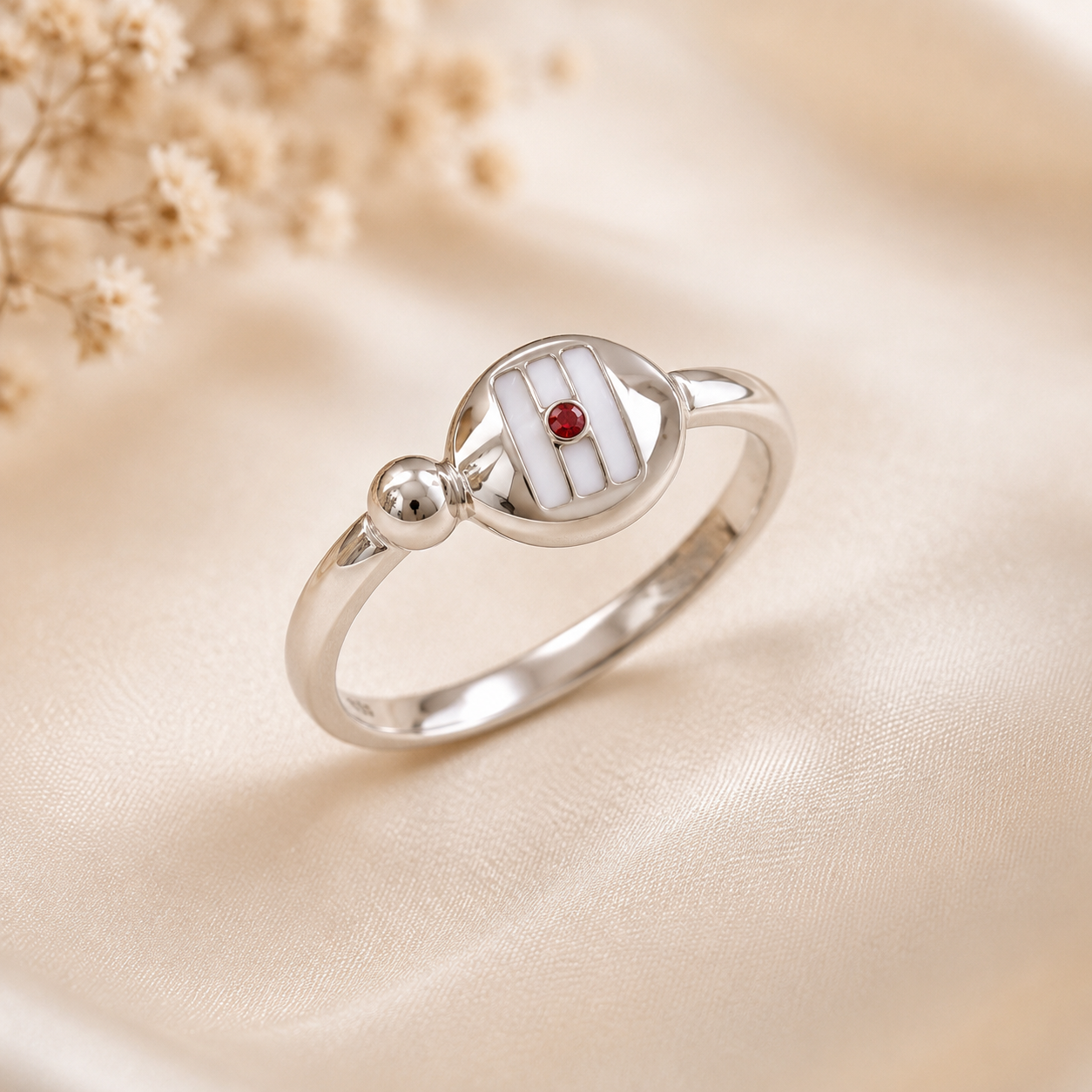 Sterling Silver Shiva Eye Round Enamel Ring