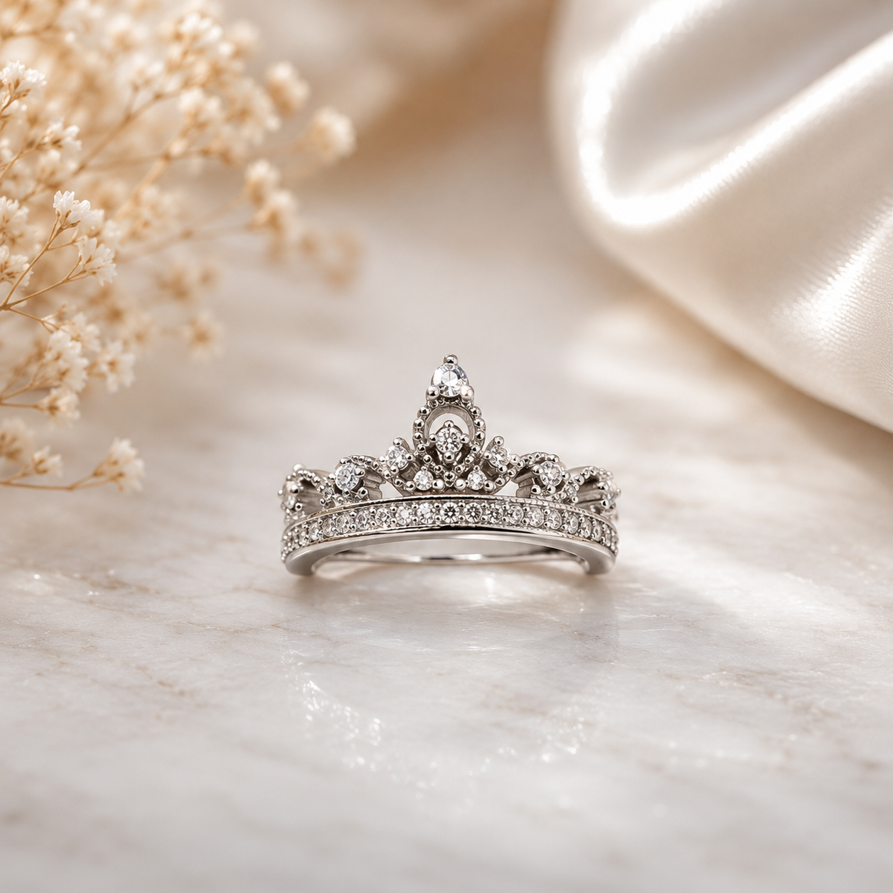 Silver Princess Crown Ring