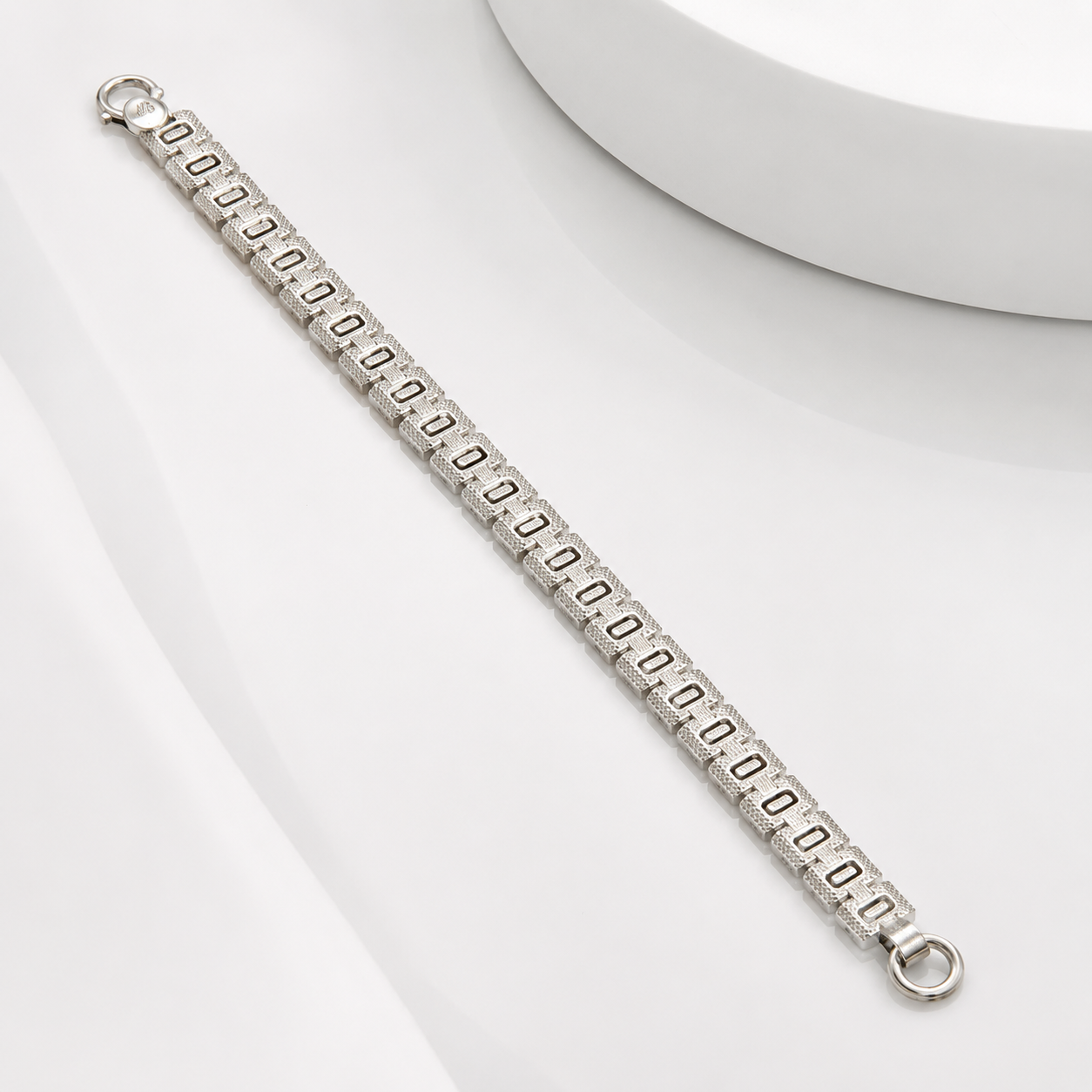 Men's Geo Link Silver Bracelet