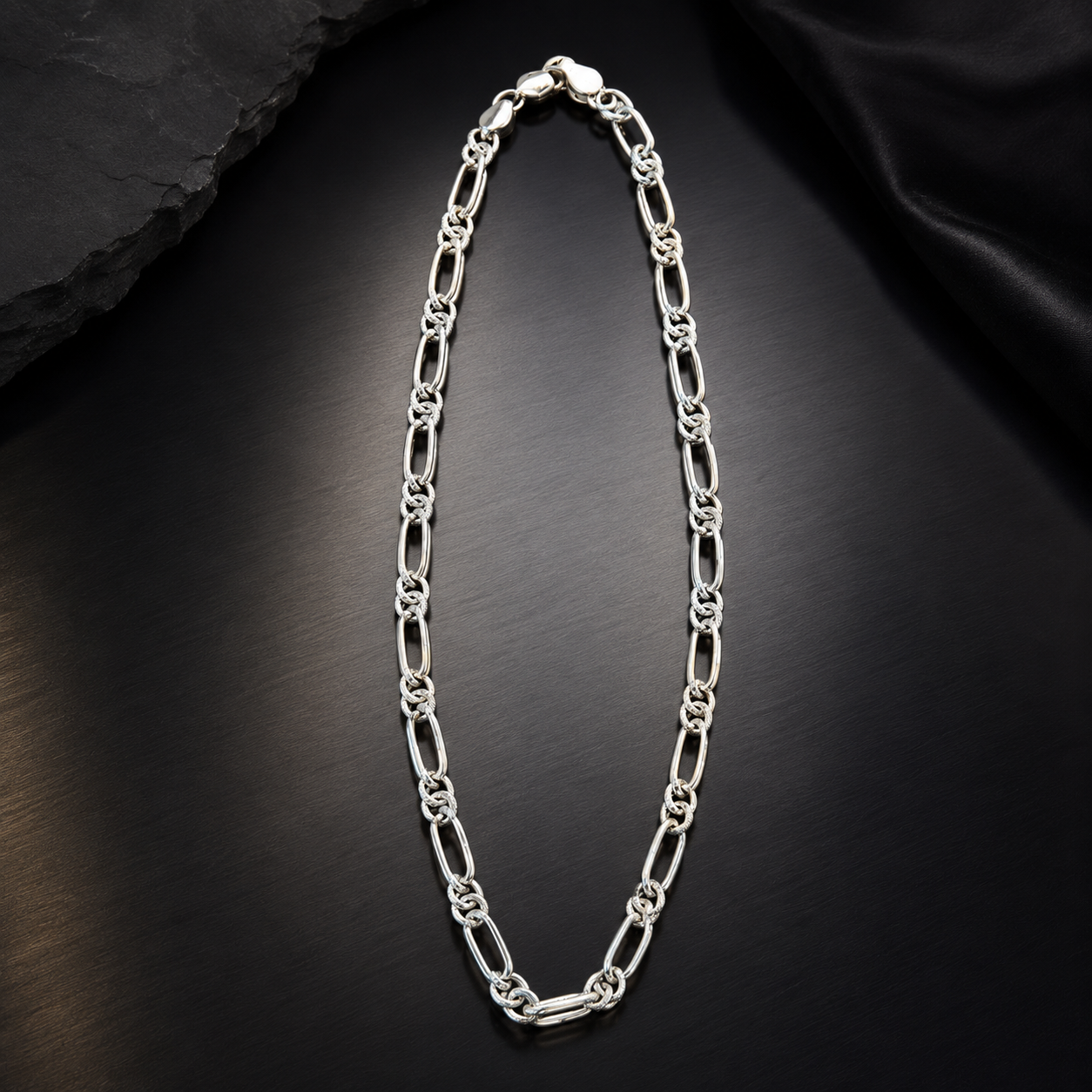 Men's Premium Silver Figaro Link Chain