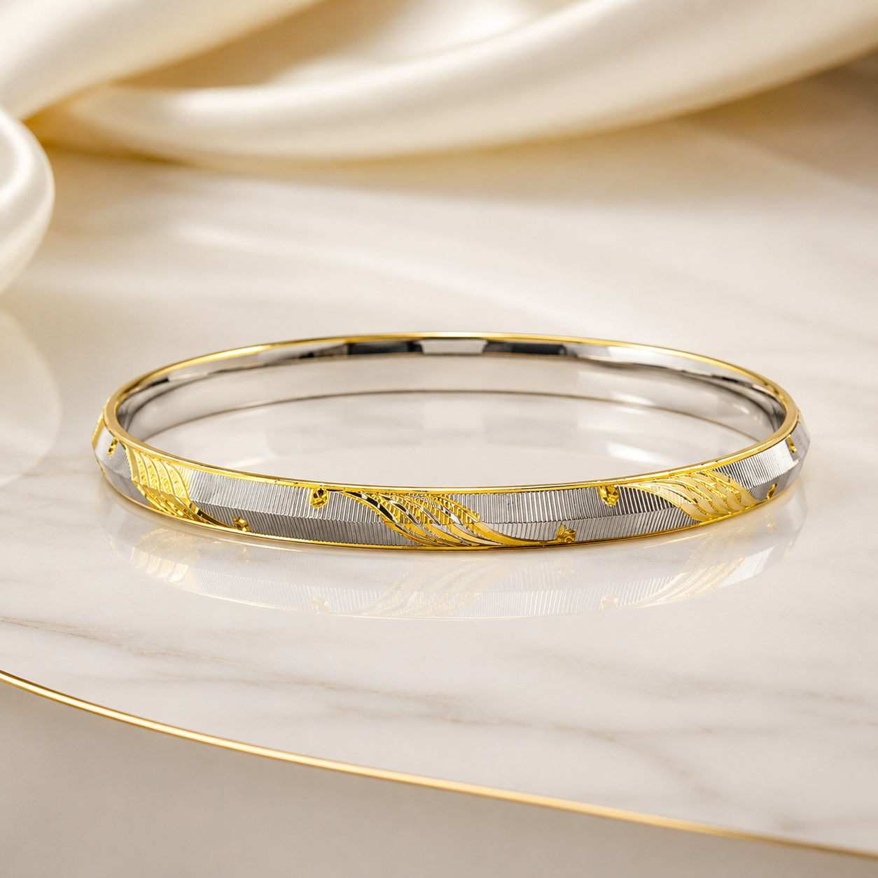 Men's Dual Tone Engraved Gold Kada