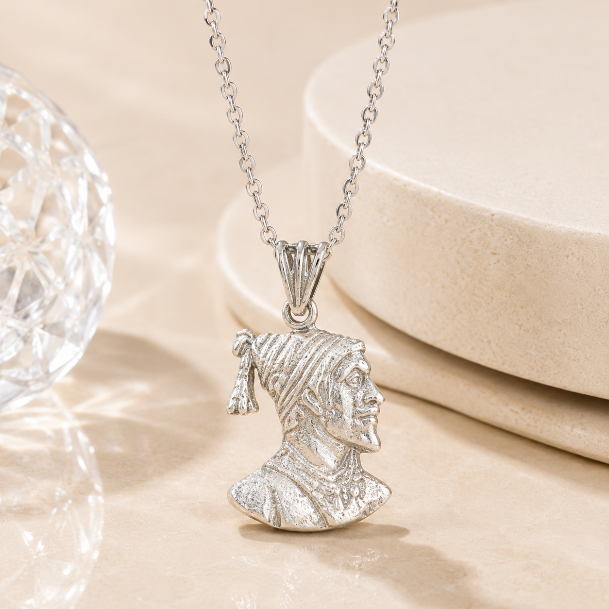 Men's Chhatrapati Shivaji Maharaj Silver Pendant with Chain