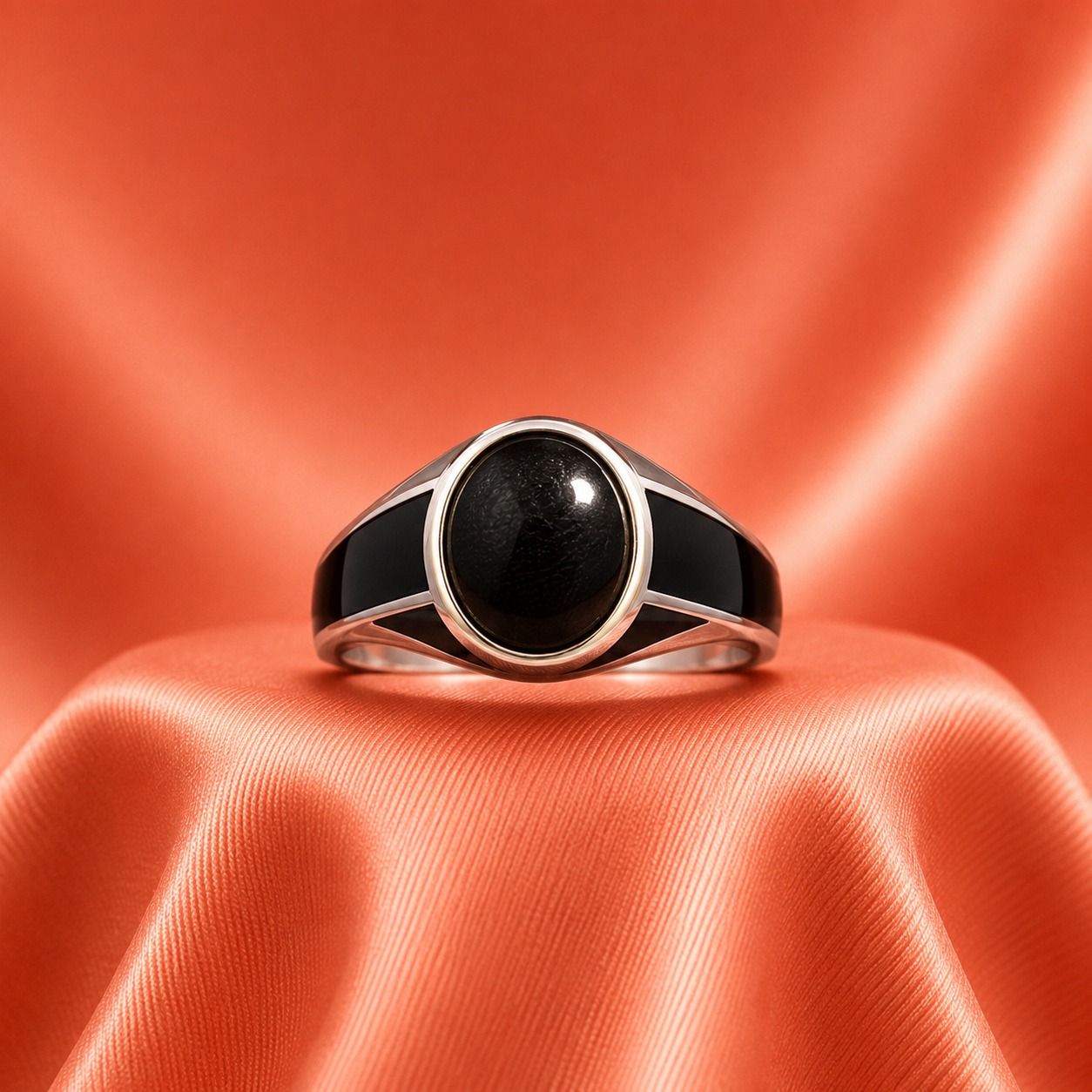 Men's Black Onyx Silver Ring
