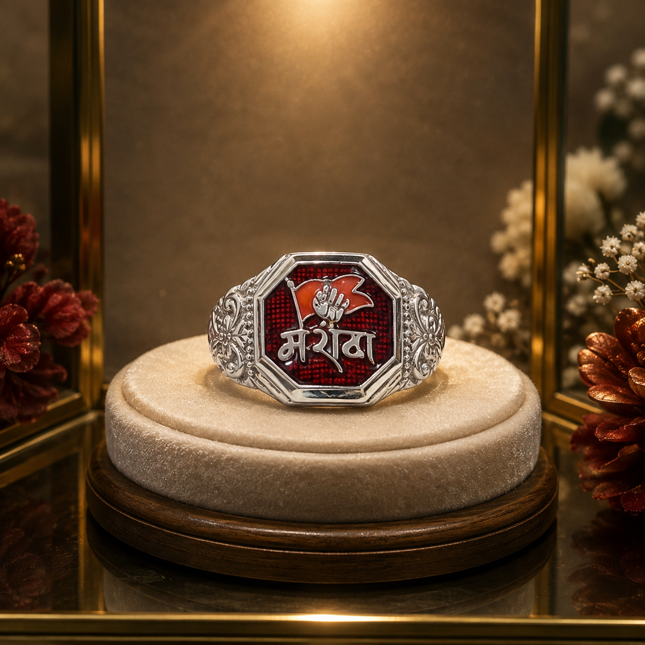 Maratha Pride Bhagwa Dhwaj Men's Silver Ring