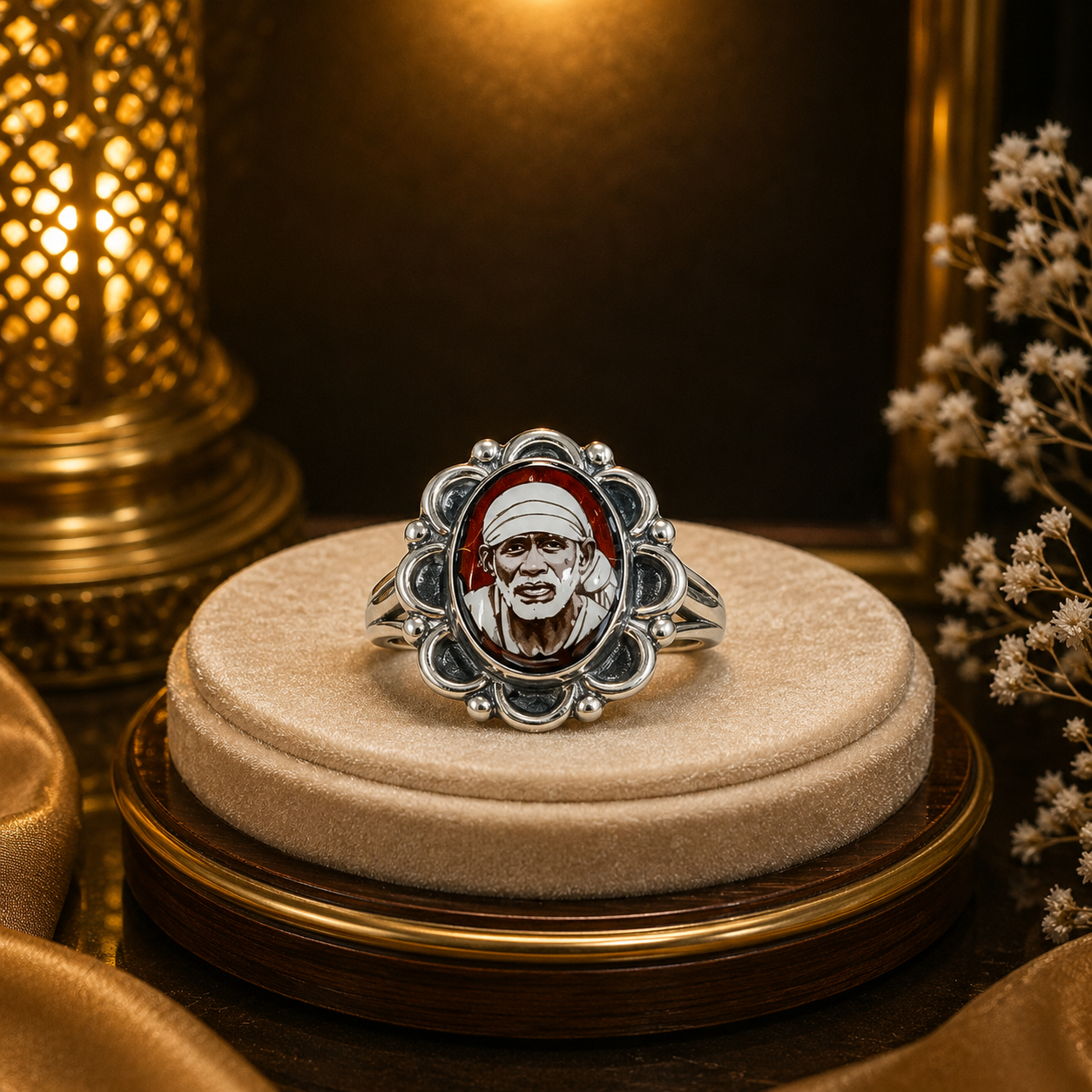 Sai Baba Devotional Men's Silver Ring