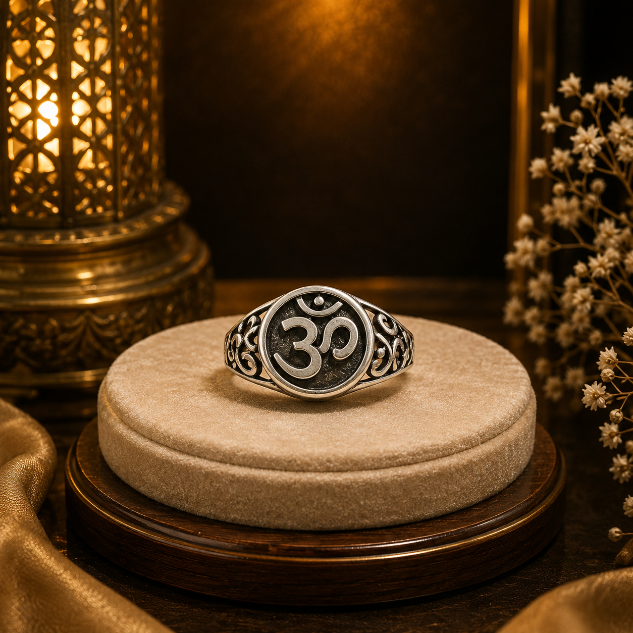 Divine Om Men's Silver Ring