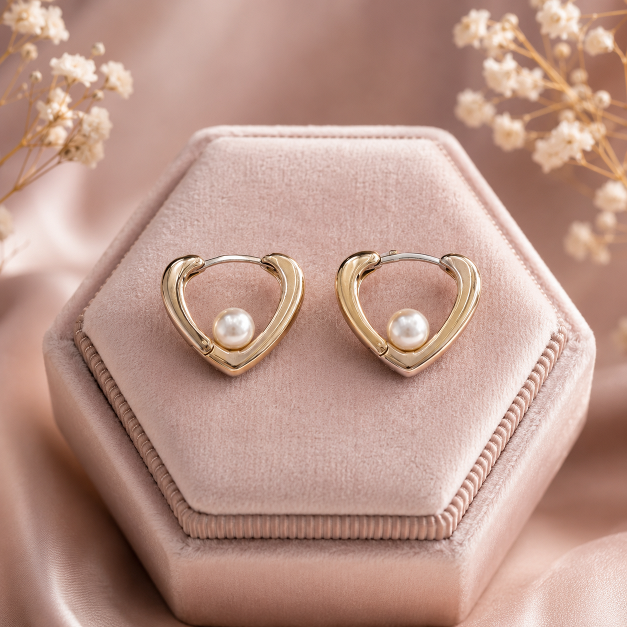Heart Pearl Hoop Earrings