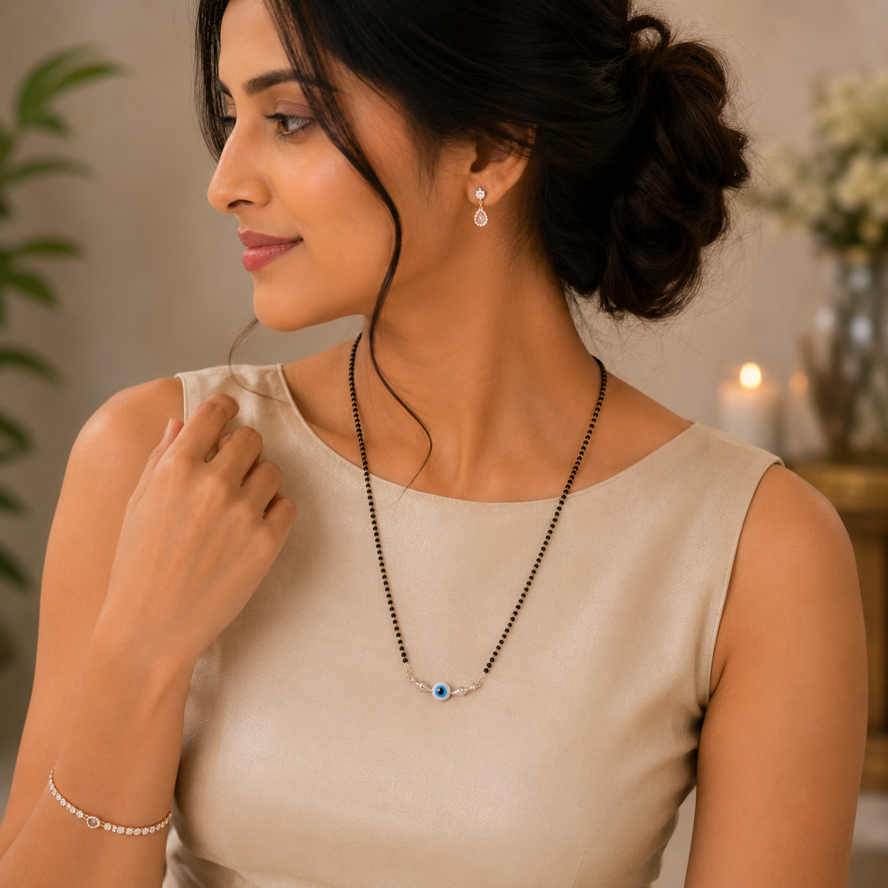 Silver Evil Eye Mangalsutra