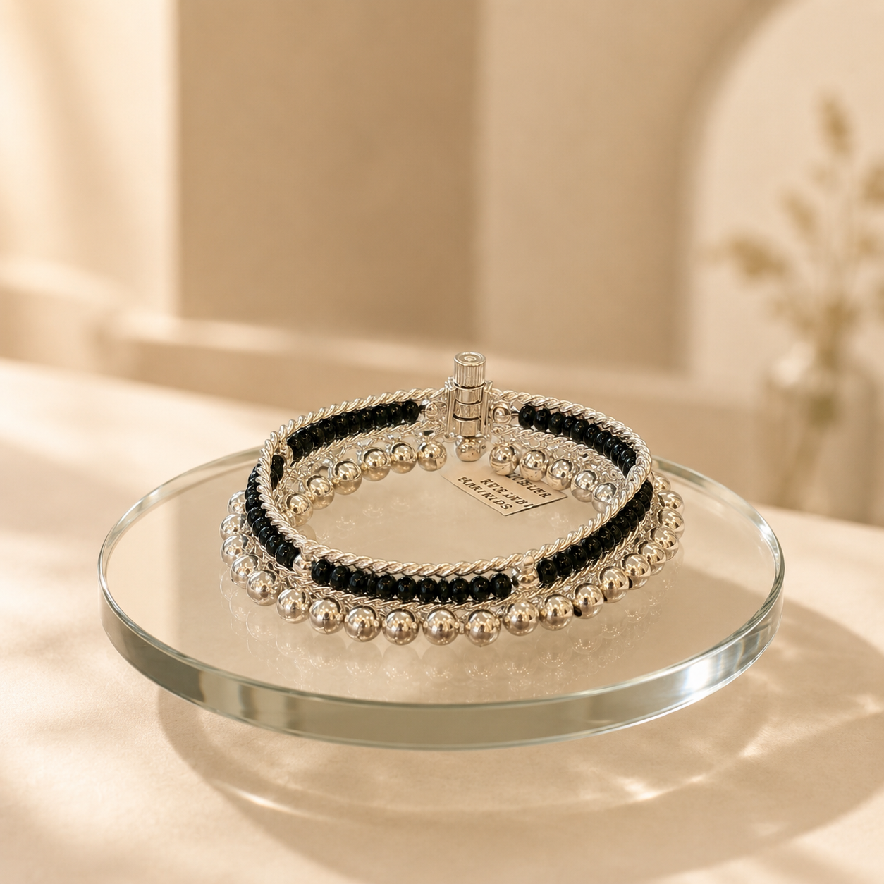 Silver Premium Black Bead Baby Painjan